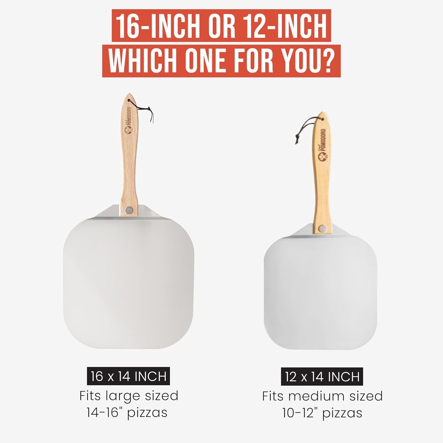 Chef Pomodoro Pizza Peel 16 inch, Pizza Spatula with Foldabe Wood Handle for Easy Storage, Pizza Accessory for Homemade Pizza