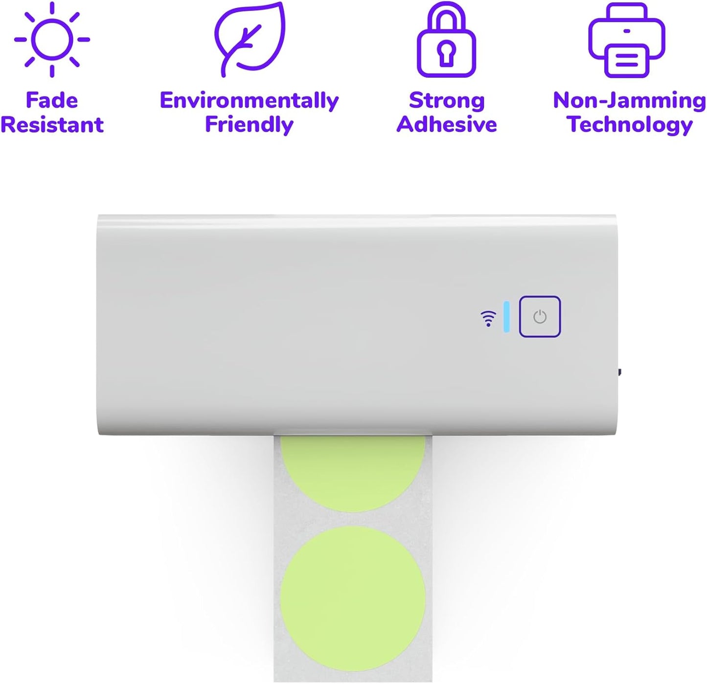 Rollo Circle Thermal Labels 2 Inch - Roll of 1,000 Round Sticker Labels - Multi-Purpose Direct Thermal Printer Stickers 2x2 (Green)