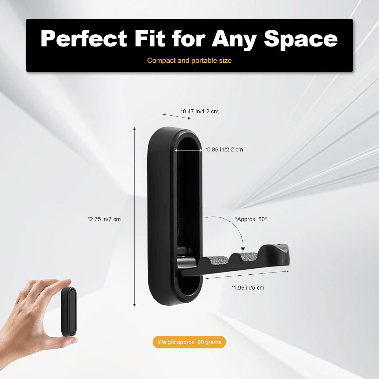 Heavy Duty Black Folding Wall Hooks 2 Pack, Space Saving Foldable Coat Hooks for Bathroom, Closet, Entryway, Kitchen, Towel, Robe, Bag, Hat Hanging, Easy Mount, Zinc Alloy, Corrosion - Resistant