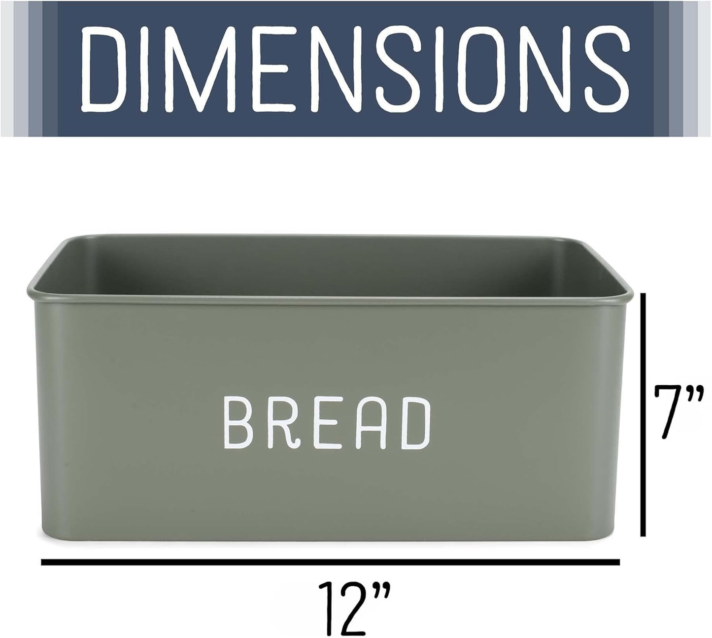Nat & Jules Matte Green 12 x 7 Metal Enamel Rubber Wood Lidded Bread Box