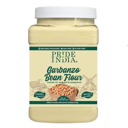 Pride of India- Garbanzo Bean Flour 1 lbs (454 gm) Earthy Nutty Slightly Sweet Taste Freshly Milled in Small Batches | Used for Baking Cooking Coating Thickening |Vegan, Gluten-Free