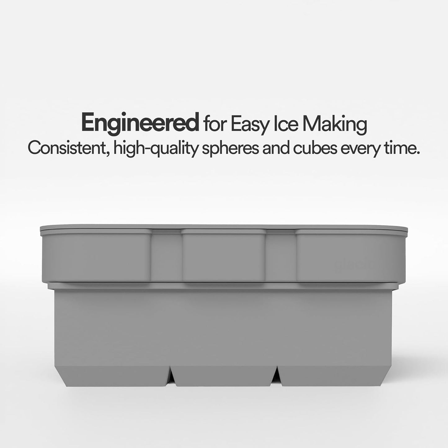 glacio Silicone Ice Cube Trays – Large Silicone Molds for 2-Inch Ice Cubes and Spheres Whiskey Ice Cube Trays with Lids for Cocktails & Bourbon – Set of 2