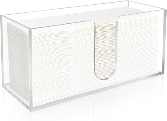 Acrylic Paper Towel Holder Countertop, 5mm Thick Clear C-Fold Z-Fold Trifold Napkin Dispenser, Bathroom & Kitchen Organizer for Multifold Towels (1)
