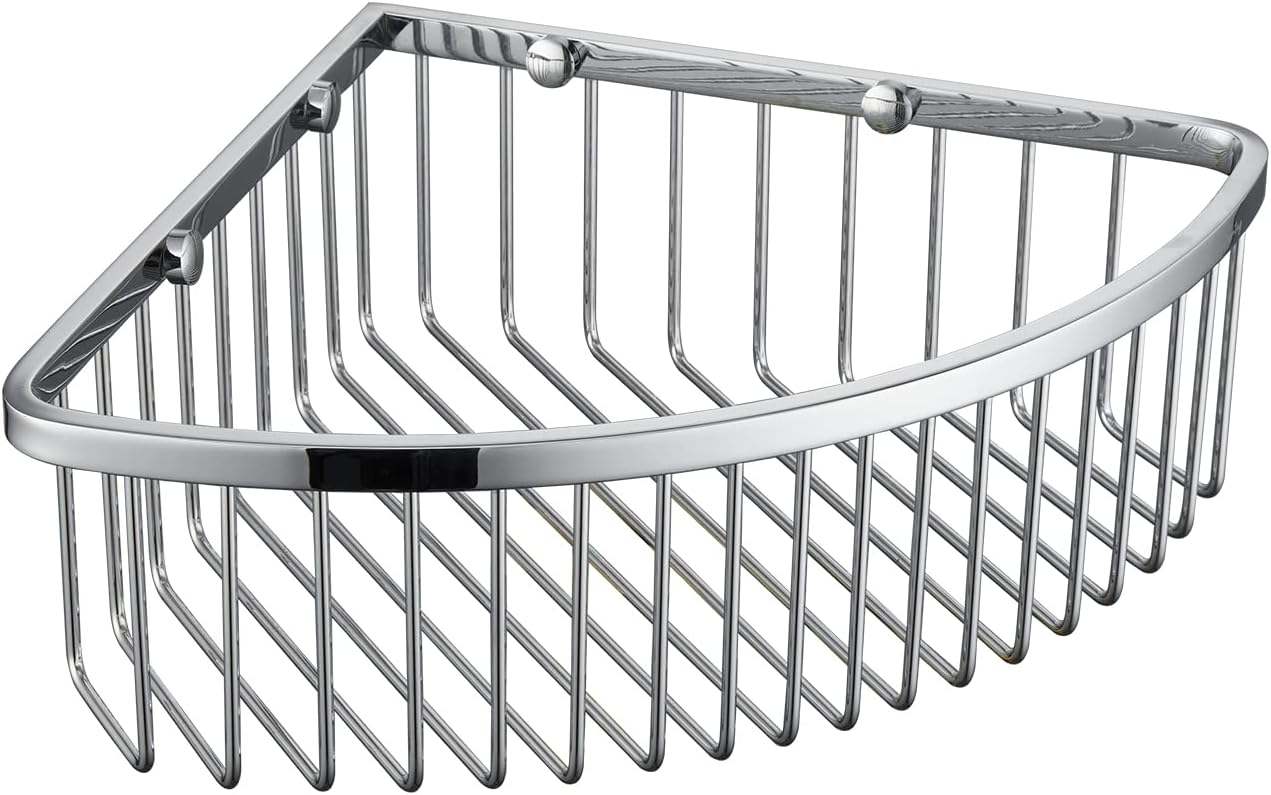 Bathroom Shower Caddy Corner Shelf Basket, Ultra Sturdy Rust-Proof Stainless Steel Shelf Organizer Shampoo Holder, Wall Mounted Storage Rack for Bathroom Kitchen, Polished Chrome
