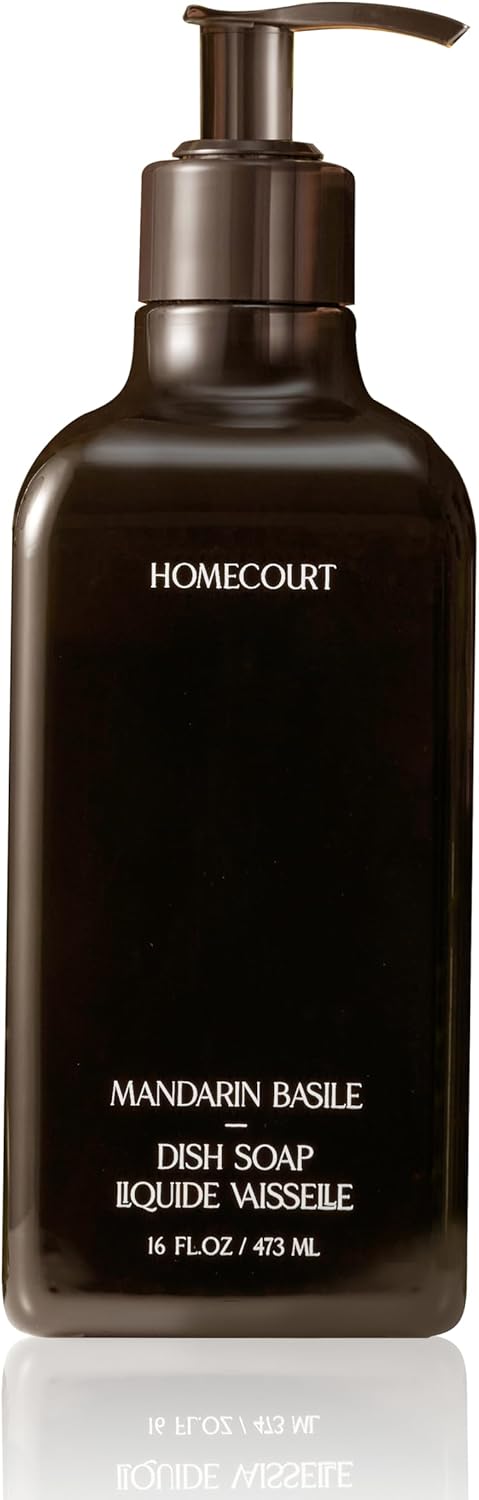 Homecourt Dish Soap, Dishwashing Liquid with Clean Ingredients, Non-Toxic & Skin-Safe, Safe for People & Pets, Mandarin Basile, 16 fl oz