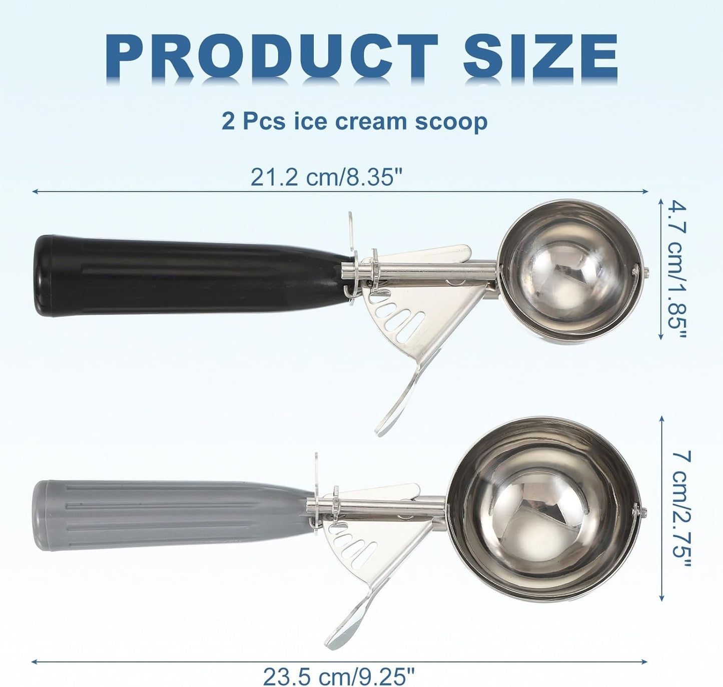 uxcell 2 Pcs Cookie Scoops, Ice Cream Scoop with Trigger for Baking Cookie Dough Rice Pudding Kitchen Gadget, Black, Gray