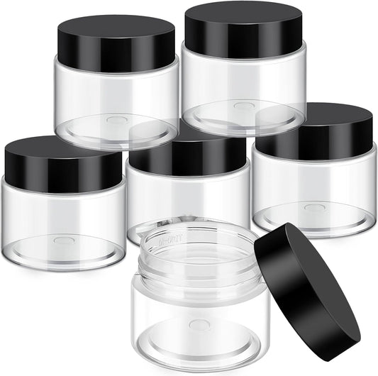 SATINIOR 6 Pack 16 oz Plastic Jars Containers with Lids Wide-mouth Refillable Leakproof Reusable Round Empty Jars for Travel Cosmetic Dry Food Spice Cookie Candy Home Kitchen Organizing(Black)