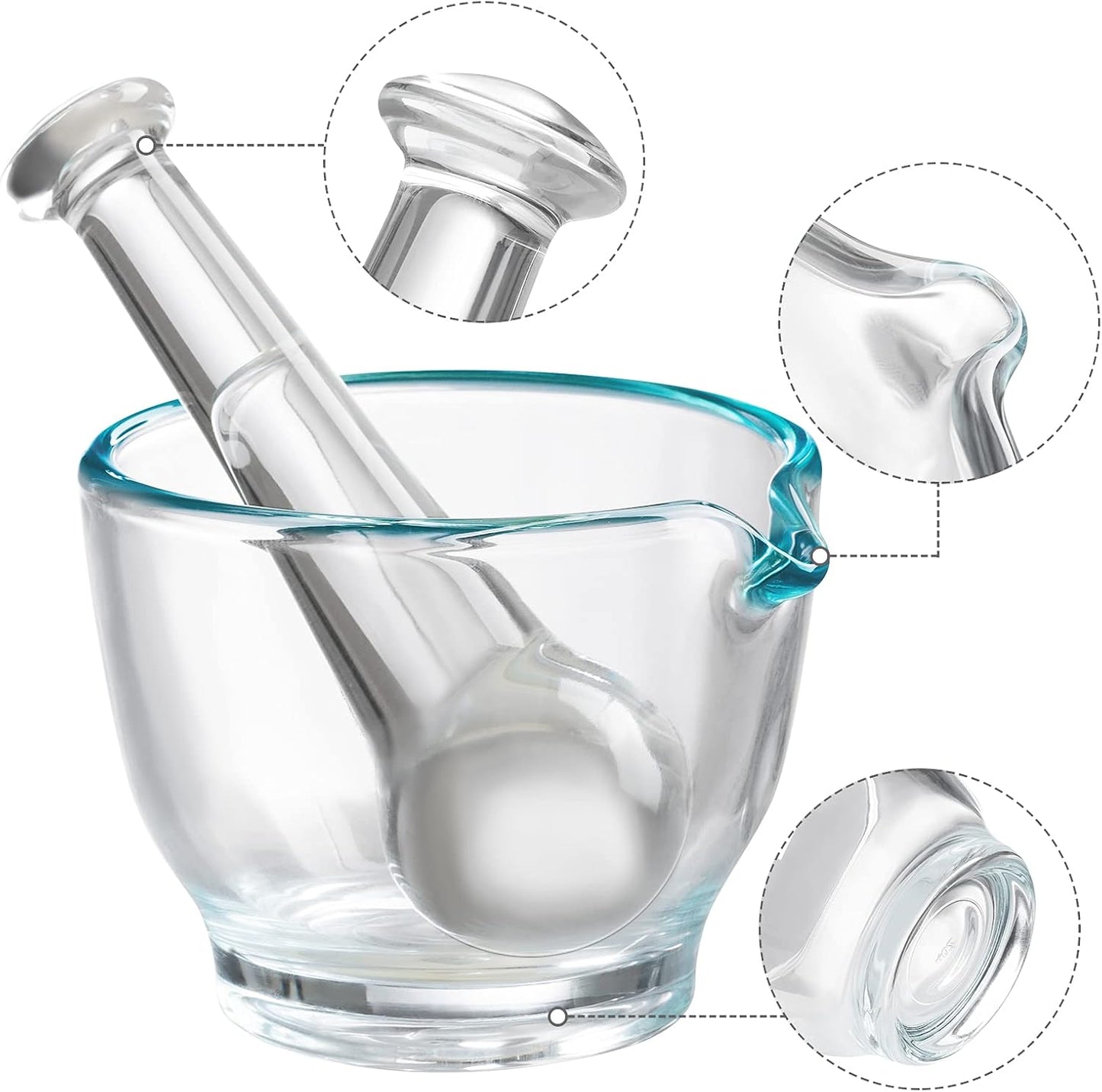 4oz Glass Mortar and Pestle Bowl, Medicine Grinder and Mixer for Pharmacy or Science Lab