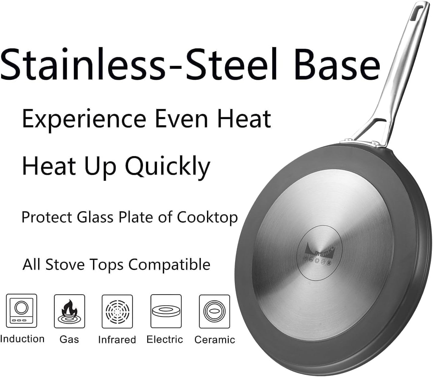 MsMk Crepe Pan with Spreader, 9 1/2 Inch Titanium and Ceramic Nonstick Flat Skillet Pancake Tawa Dosa Tortilla Pan, Induction Compatible, PFOA Free, Oven Safe to 700°F