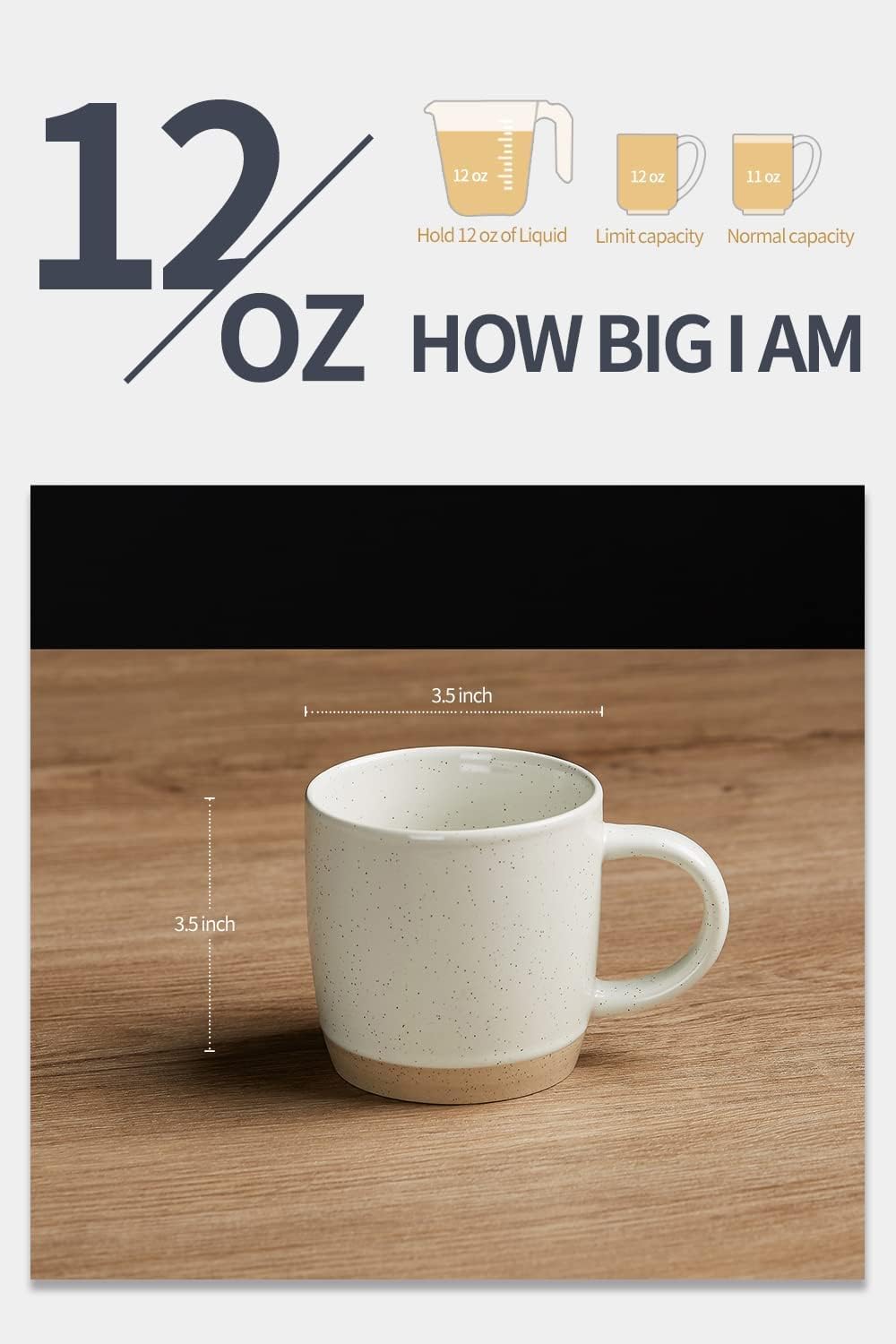 famiware Coffee Mugs for 6, 12 oz Mug Set, Dringking Cup with Handle for Coffee, Tea, Cocoa, Milk, Milkyway serise, White