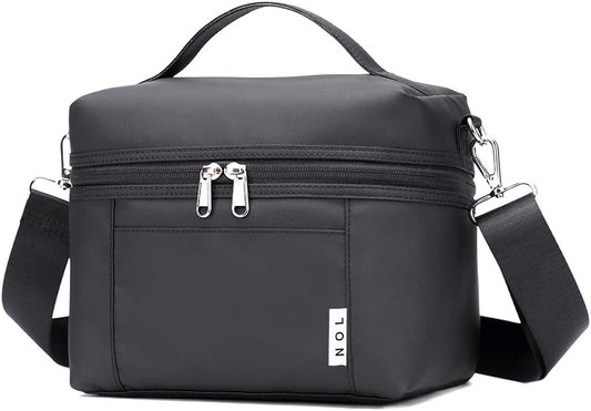 NOL Natural Organic Lifestyle Small Insulated Lunch Bags for Women Cooler Bag Lightweight Nylon Waterproof Lunch Box For Work（Small，Black）