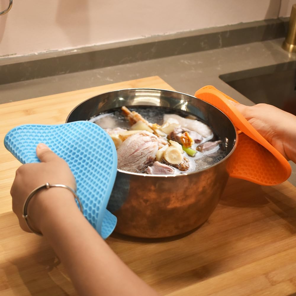 homEdge Silicone Trivets Mat, 6 Packs Multipurpose Non Slip Heat Resistant Pot Holder-Blue