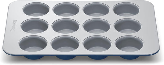 Caraway Non-Stick Ceramic 12-Cup Muffin Pan - Naturally Slick Ceramic Coating - Non-Toxic, PTFE & PFOA Free - Perfect for Cupcakes, Muffins, and More - Navy