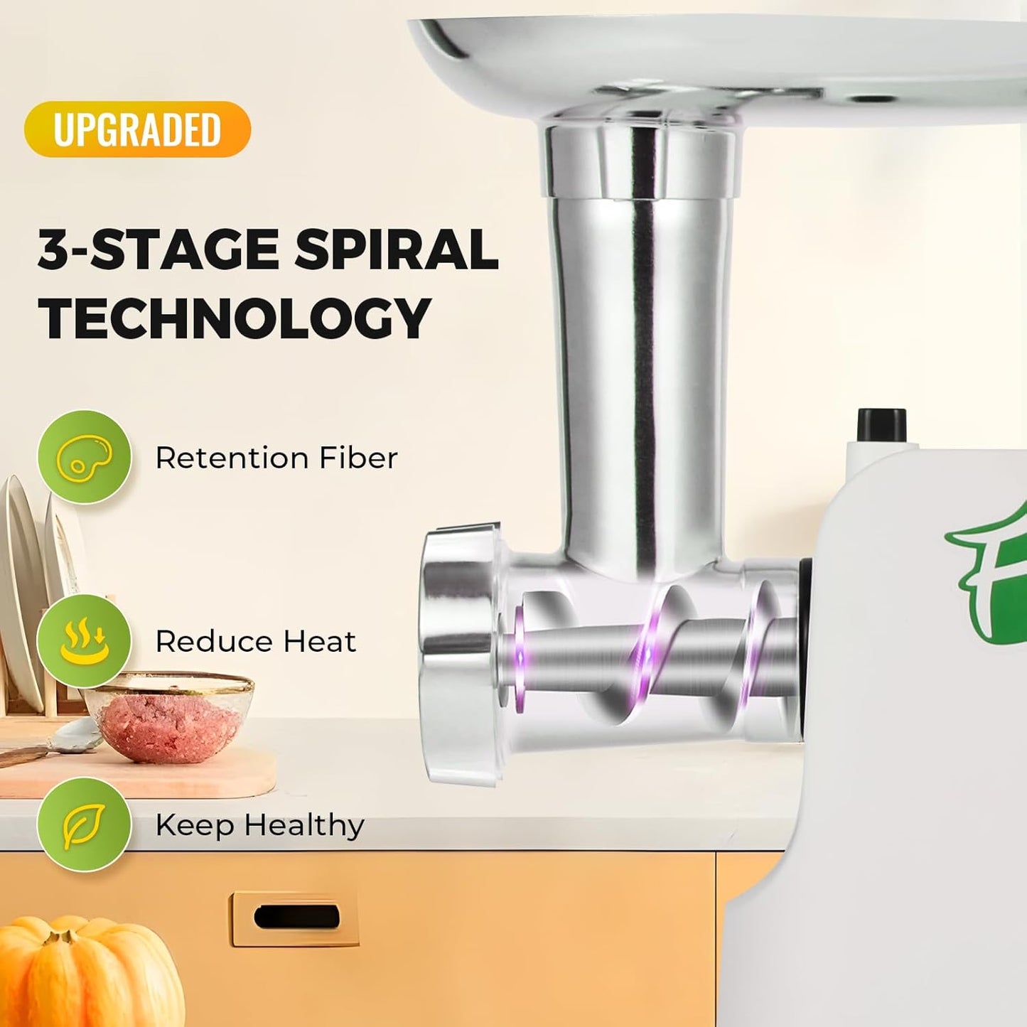 Meat Grinder Electric 9-In-1 Grinder 1700W For Meat with Attachments Sausage Maker, Kubbe Kit Stainless Steel Juicer, 3 Grinding Plates Meat Grinder for Home & Kitchen