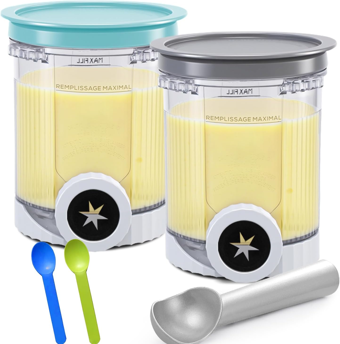 Creami Pints and Lids for Ninja Swirl, 2 pack Creamy Icecream Containers Cups Jars Tubs Canisters Smoothie Pot Compatible with NC700 Series Creamer Ice Cream Cones Machine Serve Soft Maker Accessories