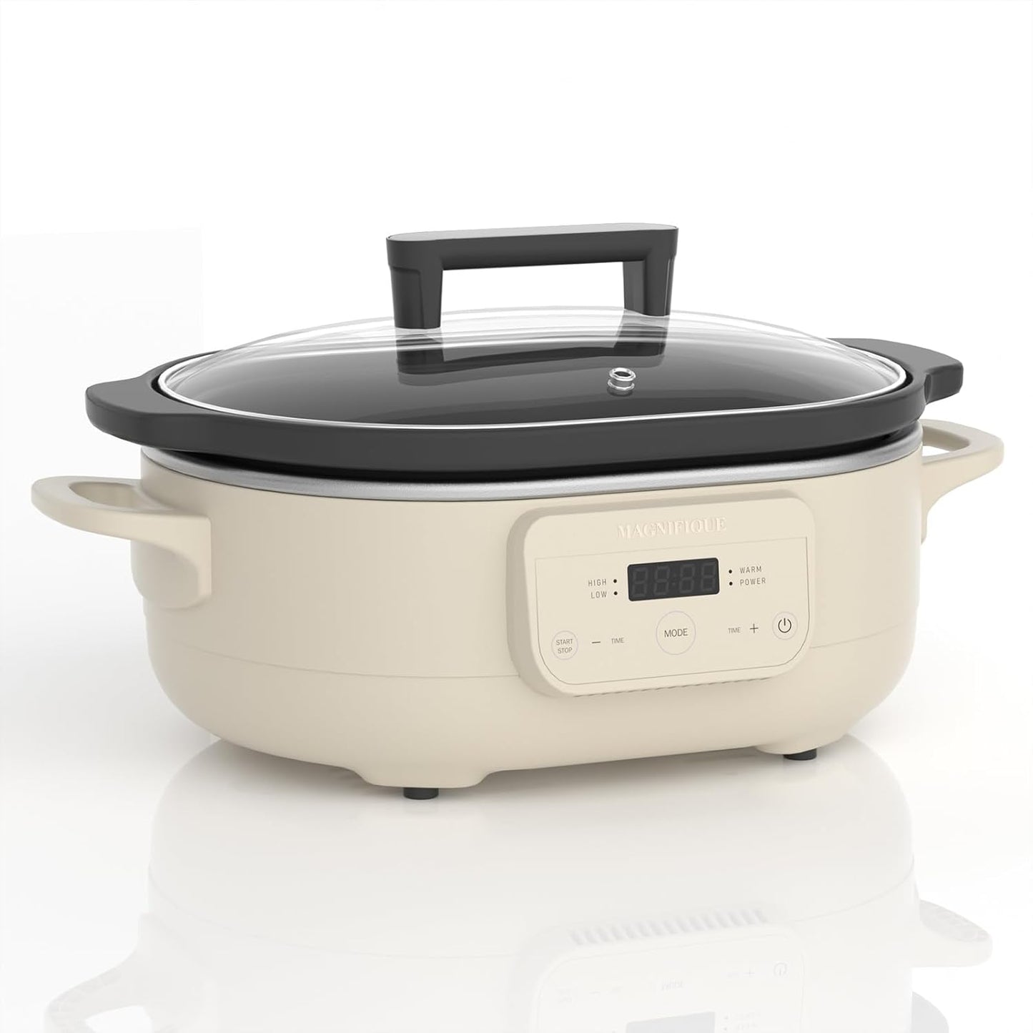 MAGNIFIQUE 6 Quart Programmable Slow Cooker Removable Healthy Nonstick Pot - Small Kitchen Appliance for Family Dinners - Serves 6+ People - Heat Settings: Keep Warm Oatmeal