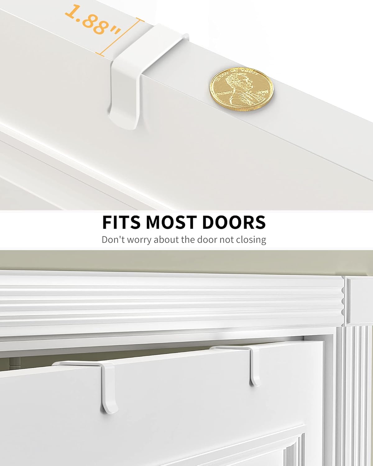 Moforoco White 6-Tier Over Door Pantry Organizer, Pantry Organization Storage, Door Metal Hanging Spice Rack Basket Shelves, Home Kitchen Apartment Essentials, Laundry Room Bathroom Organization