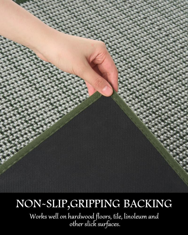 PADOOR Kitchen Mats for Floor, Kitchen Rugs Non Slip Washable, Rubber Backed Kitchen Runner Super Absorbent Kitchen Floor Mat Sink Rug, 20"x47" Green