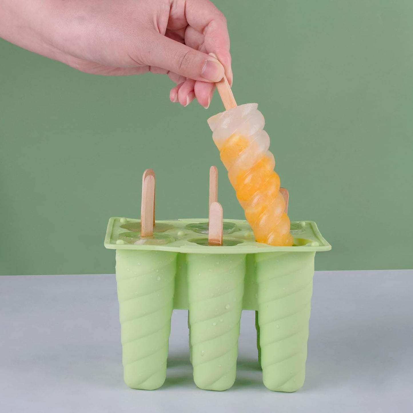 2Pack Silicone Popsicle Molds 6-Cavity Classic Cone & Spiral Design for Homemade Frozen Treats, Food-Grade Silicone Easy-Release & Reusable Ice Cream Maker for Kids & Adults