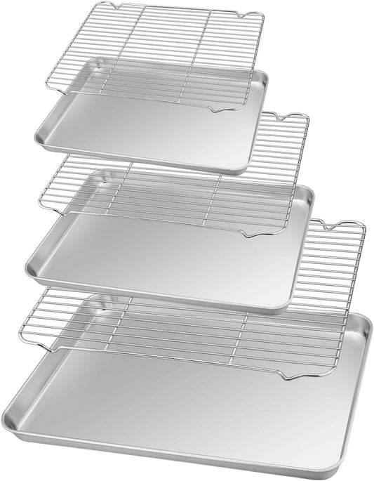 TeamFar Baking Sheet with Parallel Rack Set-16" & 12.5" & 10.5"