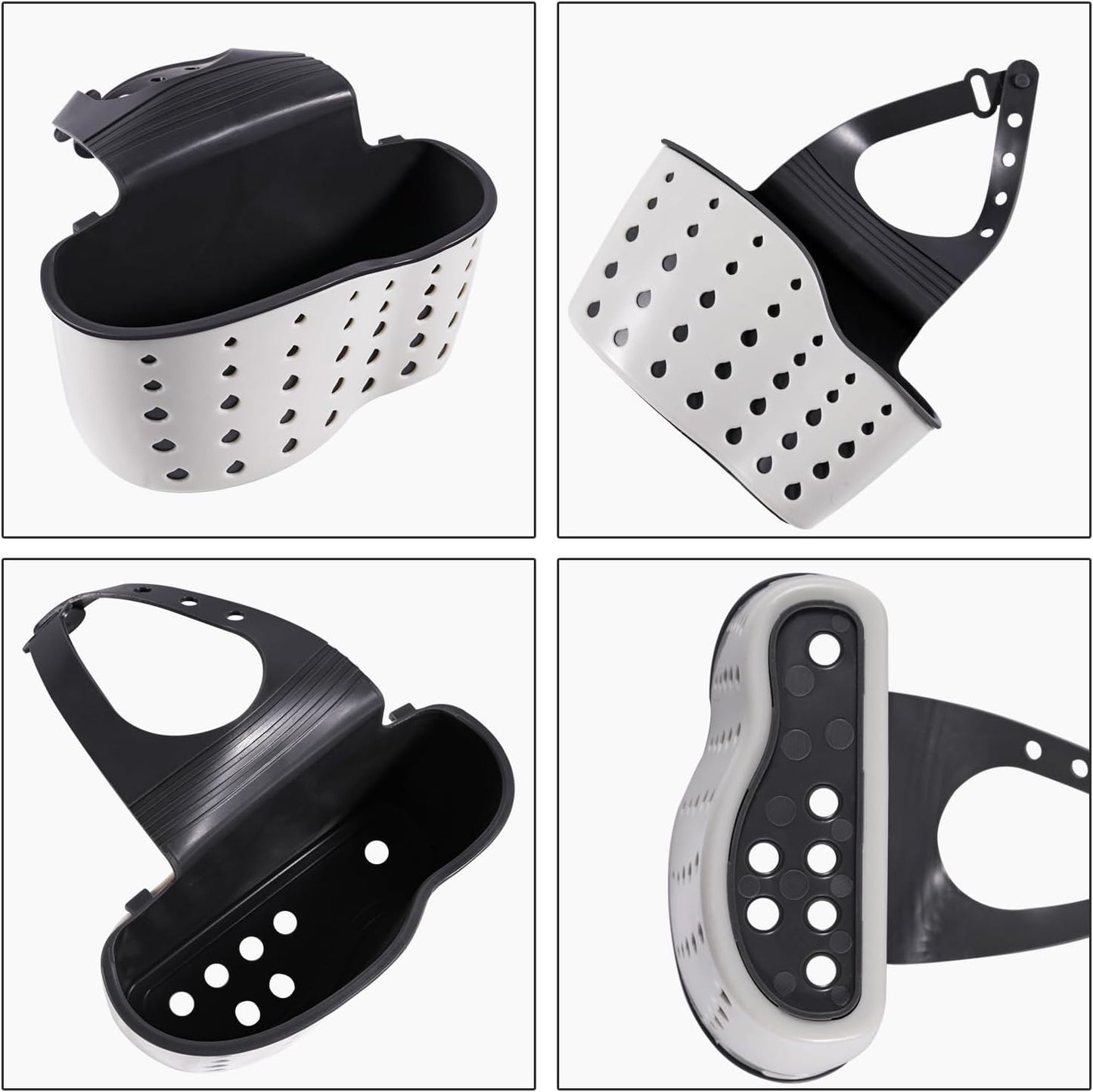 Kitchen Sink Caddy Sponge Holder for Organizer Dish Soap Holder Hanging Ajustable Strap Faucet Caddy with Drain Holes for Drying, Kitchen Sink Accessories (2 pcs)