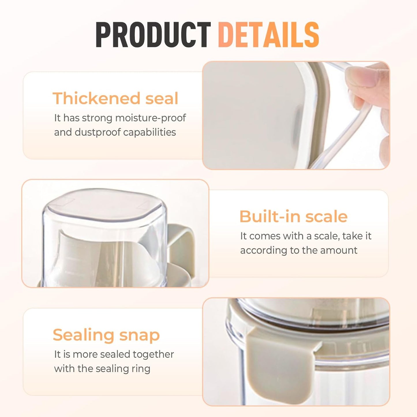 Clear Airtight Food Storage Containers, Transparent Cereal Dry Food Storage with Pouring Spout, for Flour, Sugar and Cereal (95oz white)