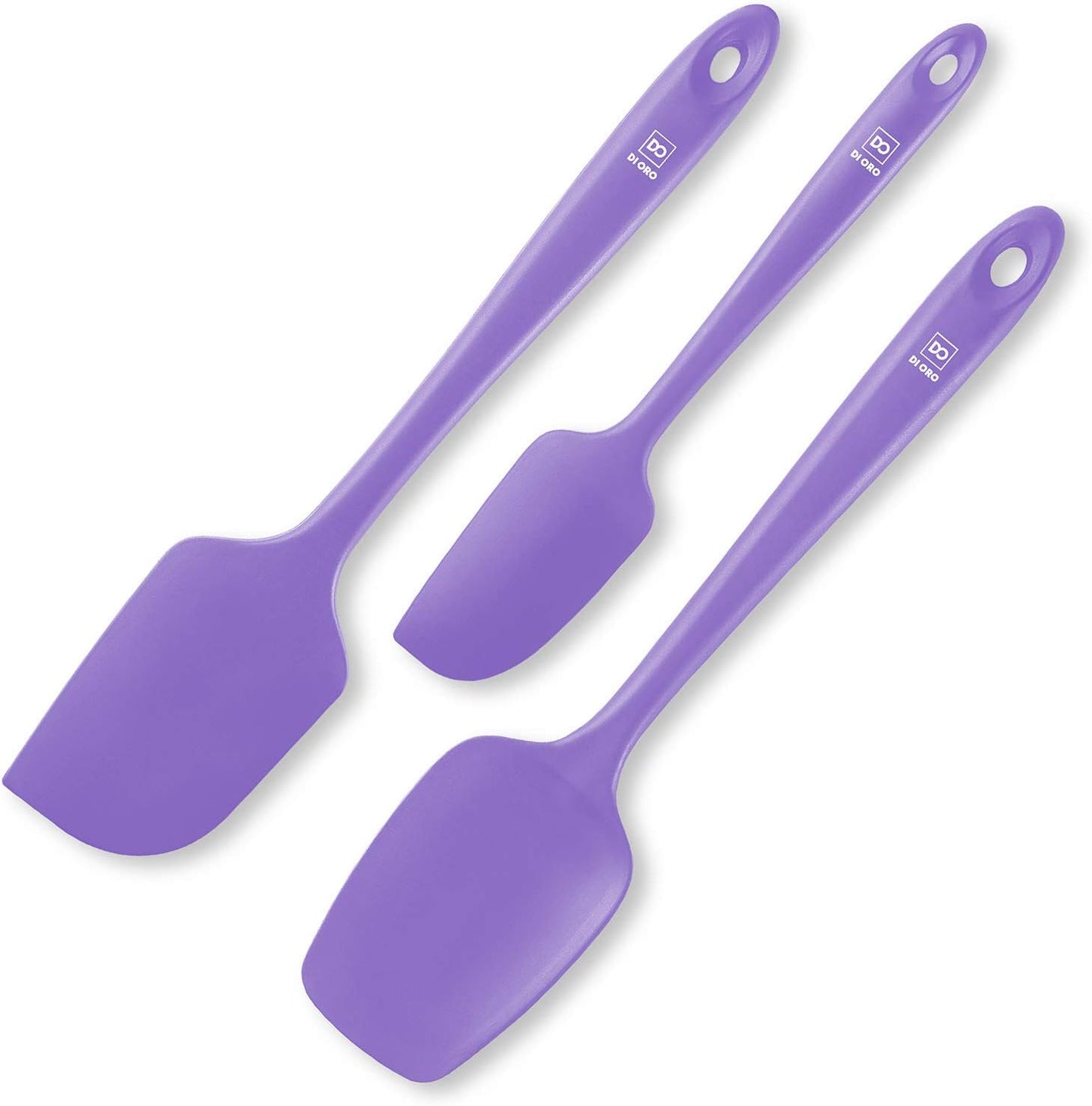 DI ORO Silicone Spatula Set - Rubber Kitchen Spatulas for Baking, Cooking, & Mixing - 600°F Heat-Resistant & BPA Free Silicone Scraper Spatulas for Nonstick Cookware - Dishwasher Safe (3pc, Lavender)