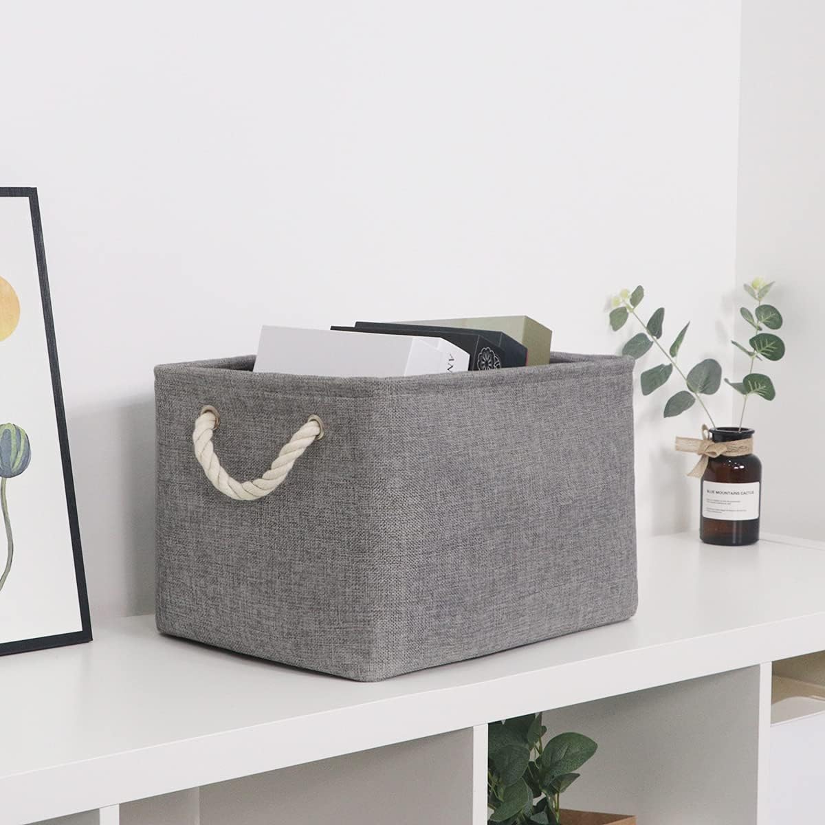 HNZIGE Shelf Baskets for Storage(3 Pack) Storage Bins Fabric Storage Baskets for Shelves,Baskets Set for Organizing Clothes,Nursery,Laundry(Gray,15" x 11" x 9.5")