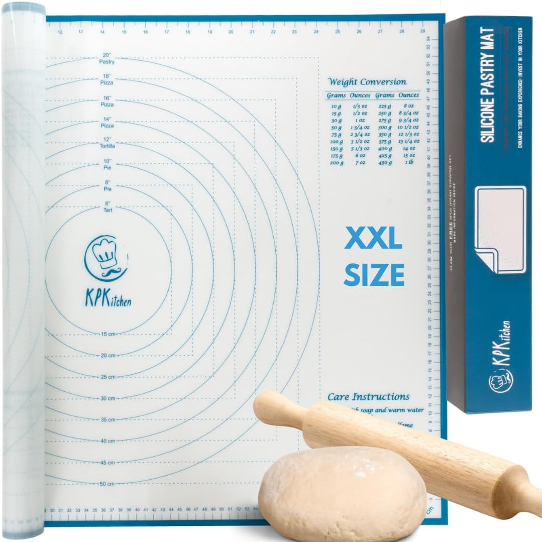XXL Silicone Pastry Mat – Non-Slip, Easy-Clean Rolling Mat for Dough, Cookies, Pizza & Fondant – Extra Large 23.5” x 31.5” Baking Mat with Printed Measurements & Conversion Chart