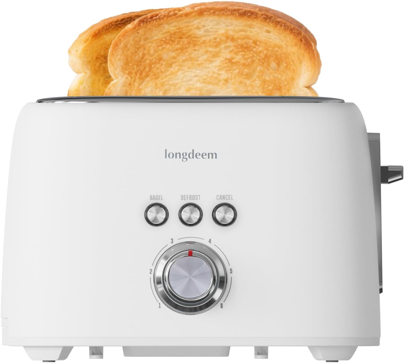 2-Slice Toaster 1.5" Extra Wide Slot Stainless Steel with High Lift Lever, 6 Presets & Bagel/Defrost/Cancel Function, Removal Crumb Tray, Under Base Cord Storage, White