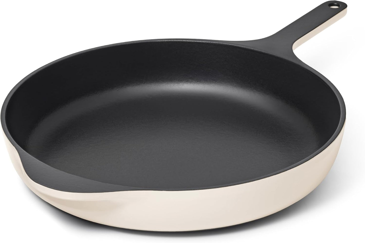 Caraway Cast Iron Skillet - 12” Enameled Cast Iron Pan With 3 Layer Enamel Coating - No Seasoning Required - Compatible With All Stovetops - Free From Forever Chemicals - Cream