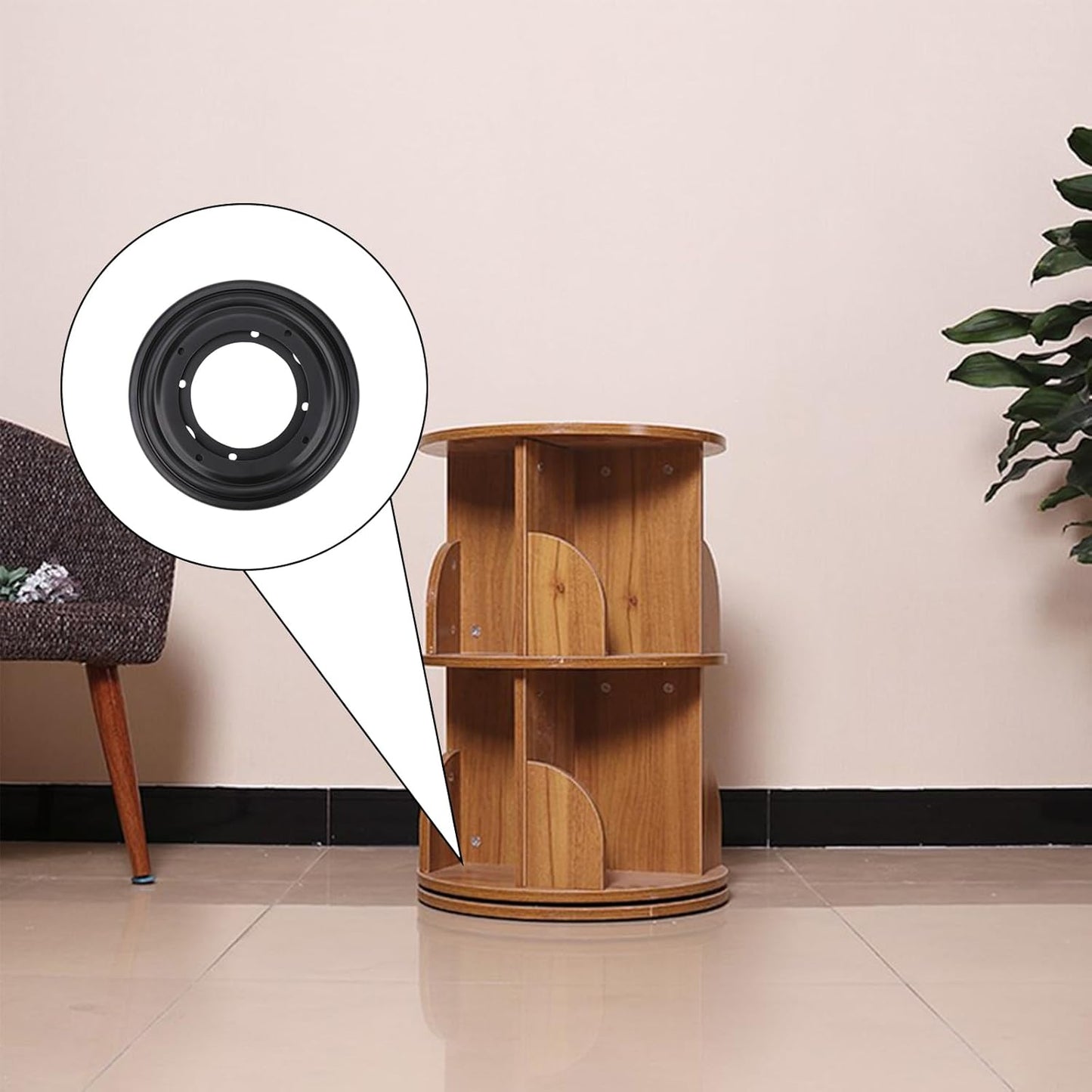 2Pack 5.5" Lazy Susan Hardware 5/16" Thick Round Rotating Bearing Plate, Black Swivel Plate Base 300lbs Capacity Lazy Susan Turntable Bearing Base for Rotating Table, Serving Tray, Kitchen