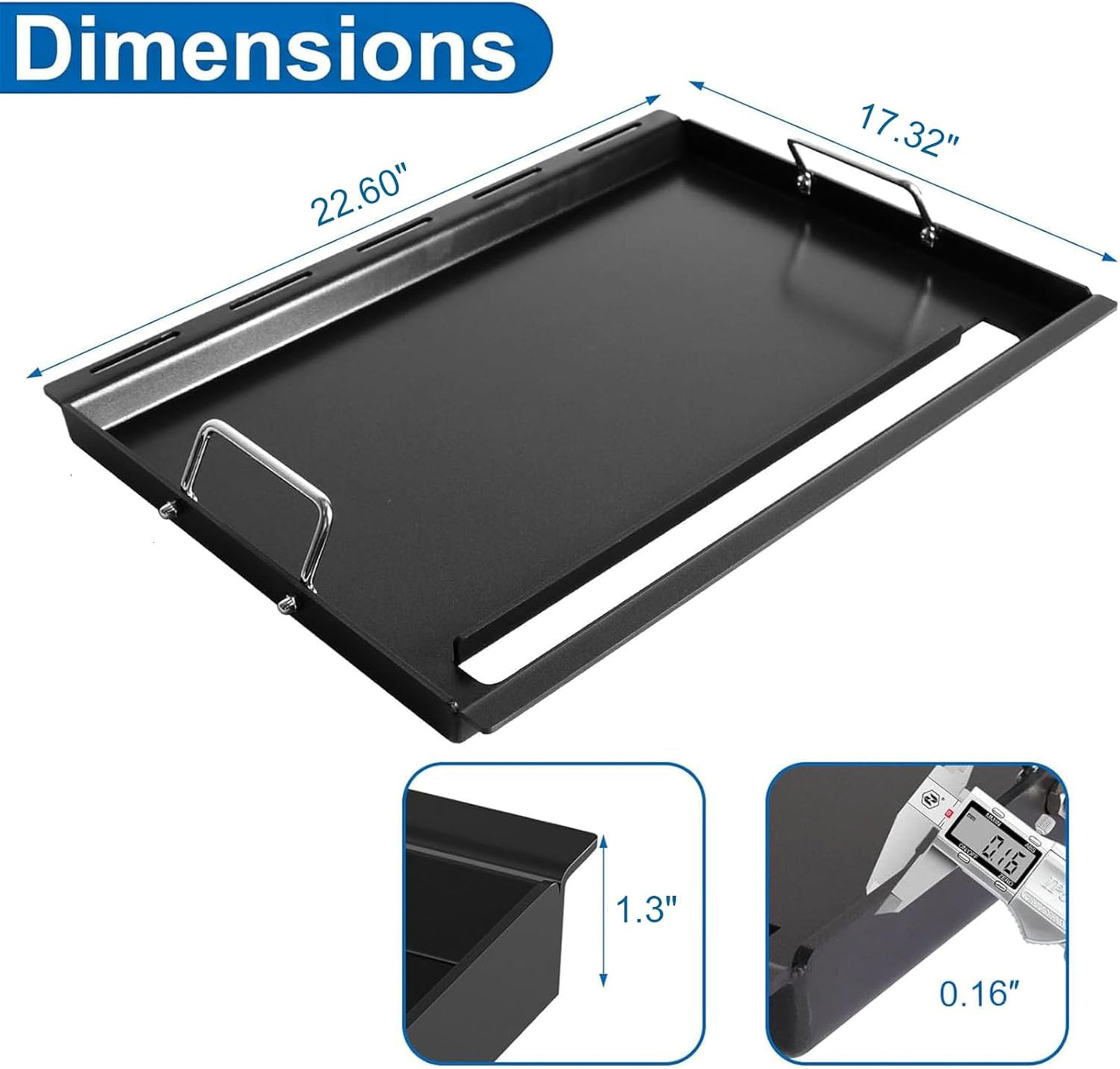 6787 Full Size Griddle Inserts for Weber GS4 Spirit I & II 300 Series Flat Top Grill Plate with Handles for Weber Spirit 2 E310 E330 E320 E330, S310 S315 Grill Parts