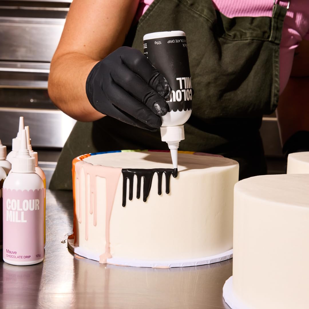 Colour Mill Chocolate Drip Easy-Melt Drizzle for Desserts, 125 Grams Black