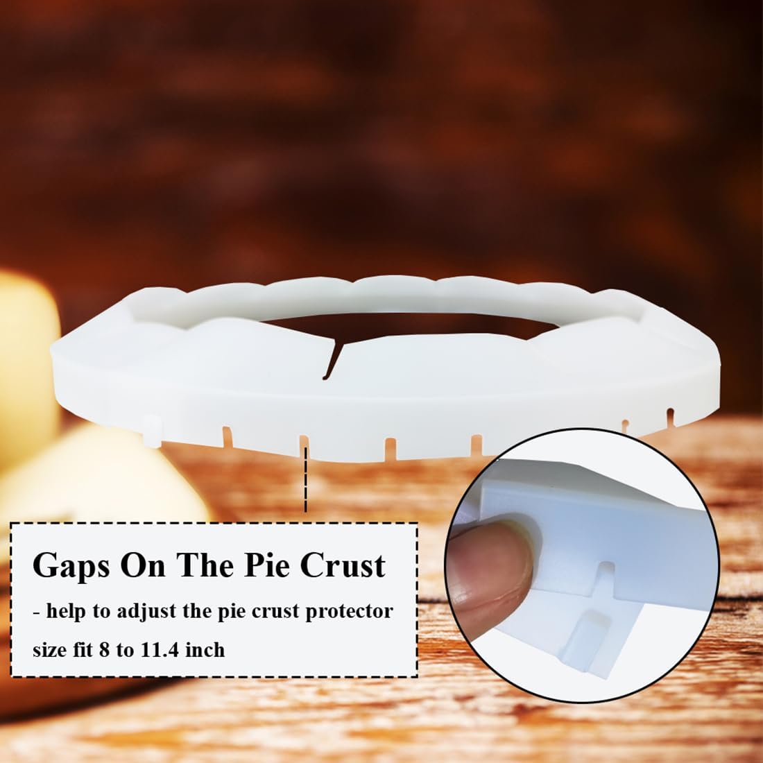 Adjustable Pie Crust Shields Baking Protectors, Silicone Cover Ring Fits 8-11.4 Inch Pies, Baking Pie Pizza Crust Shield Protector Cover for Edges (Transparent-1pcs)