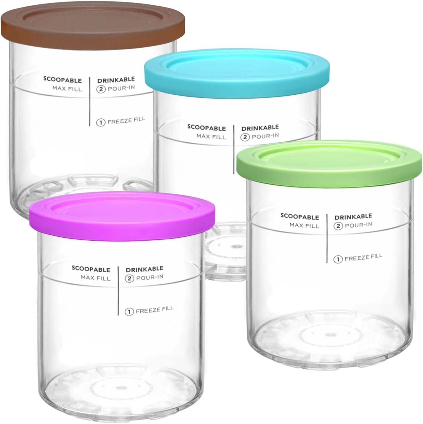 Replacement for Creami Deluxe Pints and Lids 4 Pack,Compatible with Ninja Creami 11-in-1 NC501 NC500 Series Deluxe Ice Cream Maker,24oz Deluxe XL Cups(Purple,Blue,Brown,Green)