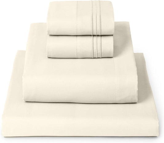 Mellanni California King Sheets Set - 4 PC Iconic Collection Bedding - Hotel Luxury, Extra Soft, Cooling Bed Sheets - Wrinkle, Fade, Stain Resistant (Cal King, Golden Ivory)