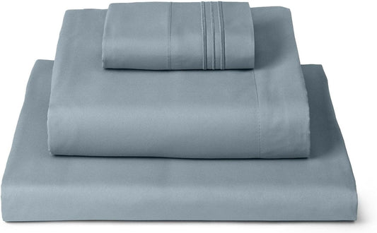 Mellanni Extra Deep Twin Sheets - 3 PC Iconic Collection Bedding - Hotel Luxury, Ultra Soft, Cooling Bed Sheets - Wrinkle, Fade, Stain Resistant (Twin, Spa Blue)
