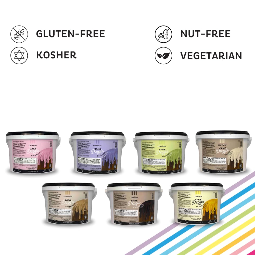 Pistachio-Flavored Cake Drizzle by Chefmaster, Edible Cake Drip Frosting for Decorating, Drip for Cakes, Cupcakes, Cookies, Donuts, 6.6 lbs