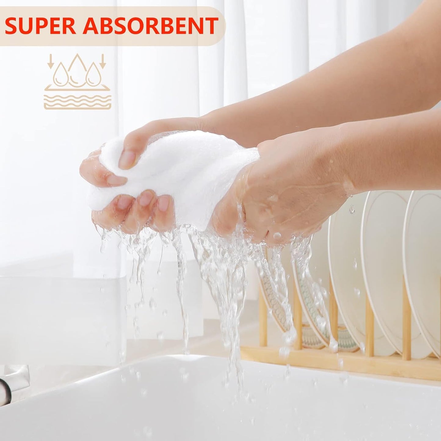 Homaxy 100% Cotton Waffle Weave Kitchen Dish Towels, Ultra Soft Absorbent Quick Drying Cleaning Towel, 13 x 28 Inches, 8-Pack, White