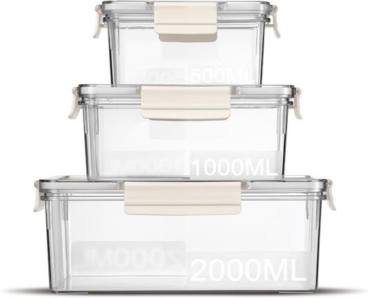 Eclirgan Food Storage Containers,Plastic Food Containers with Lock/Lids,Nesting Freezer Storage Set with Airtight/BPA Free for Pantry/Kitchen/Meal-prep(2/4/8.4 Cup)