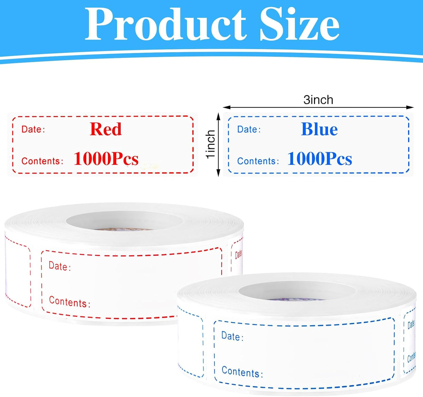 2000Pcs Removable Freezer Labels,1 x 3 Inch Food Labels for Food Containers Food Date Stickers Refrigerator Food Storage Labels Easy Clean No Residue