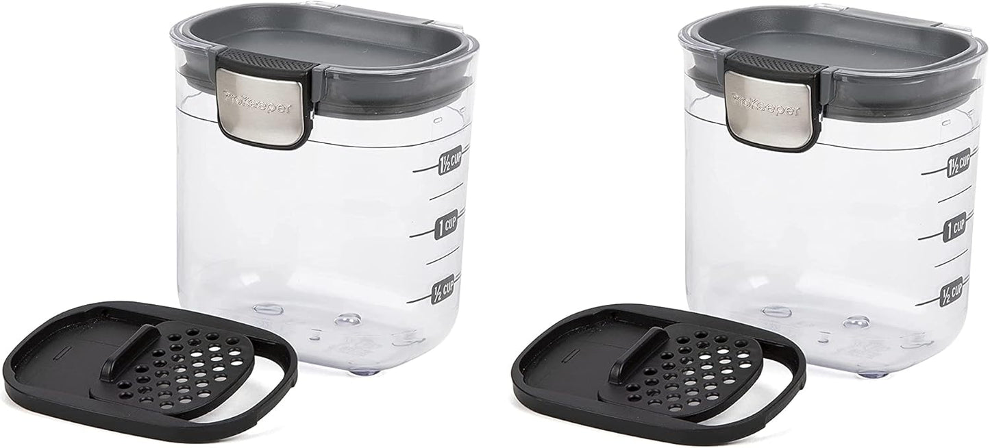 Progressive PKS-401 1.5 Cup Mini Prokeeper+ Airtight Silicone Seal Storage Container Great For Spices & Baking Acessories (2- Piece)