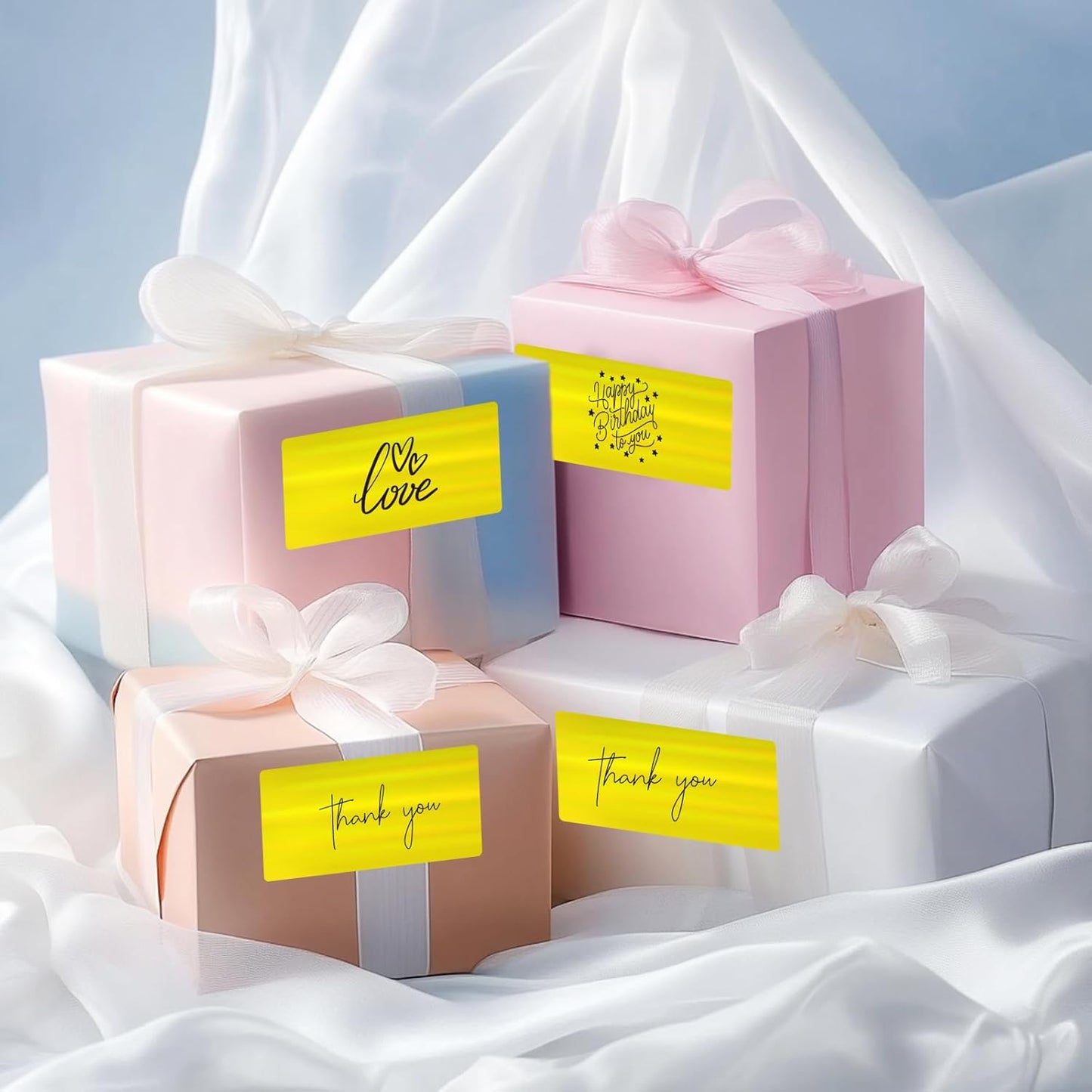 2x4 Inch Holographic Thermal Labels, Yellow Direct Thermal Stickers Label, Self-Adhesive Glitter Thermals Printer Sticker Labels, Perforation Line Design- 200Pcs/ 1 Roll