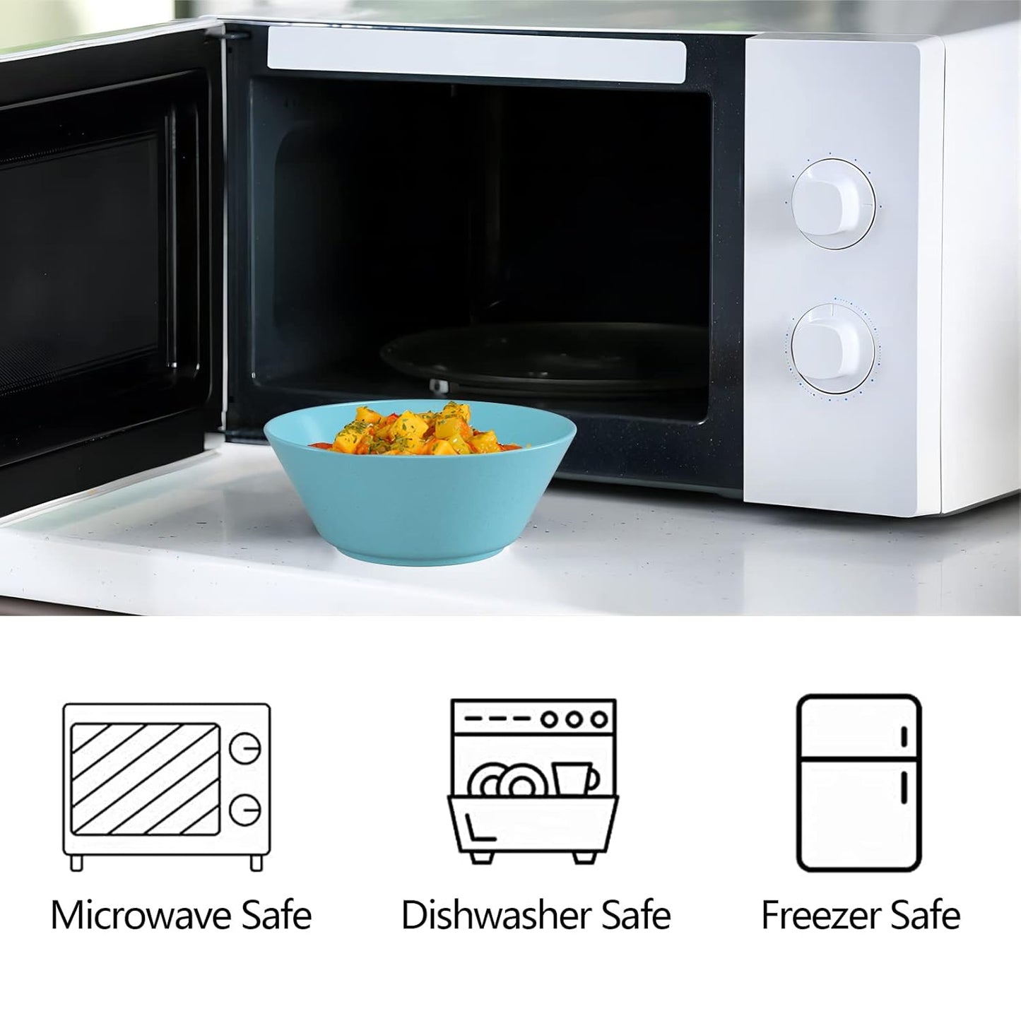 32 Ounce Cereal Bowls, Unbreakable Wheat Straw Fiber Bowl, Lightweight Kitchen Bowls Microwave & Dishwasher Safe BPA Free Bowls, E-Co Friendly Bowls Set for Cereal, Salad,Oatmeal, Soup,Snacks -6 Color