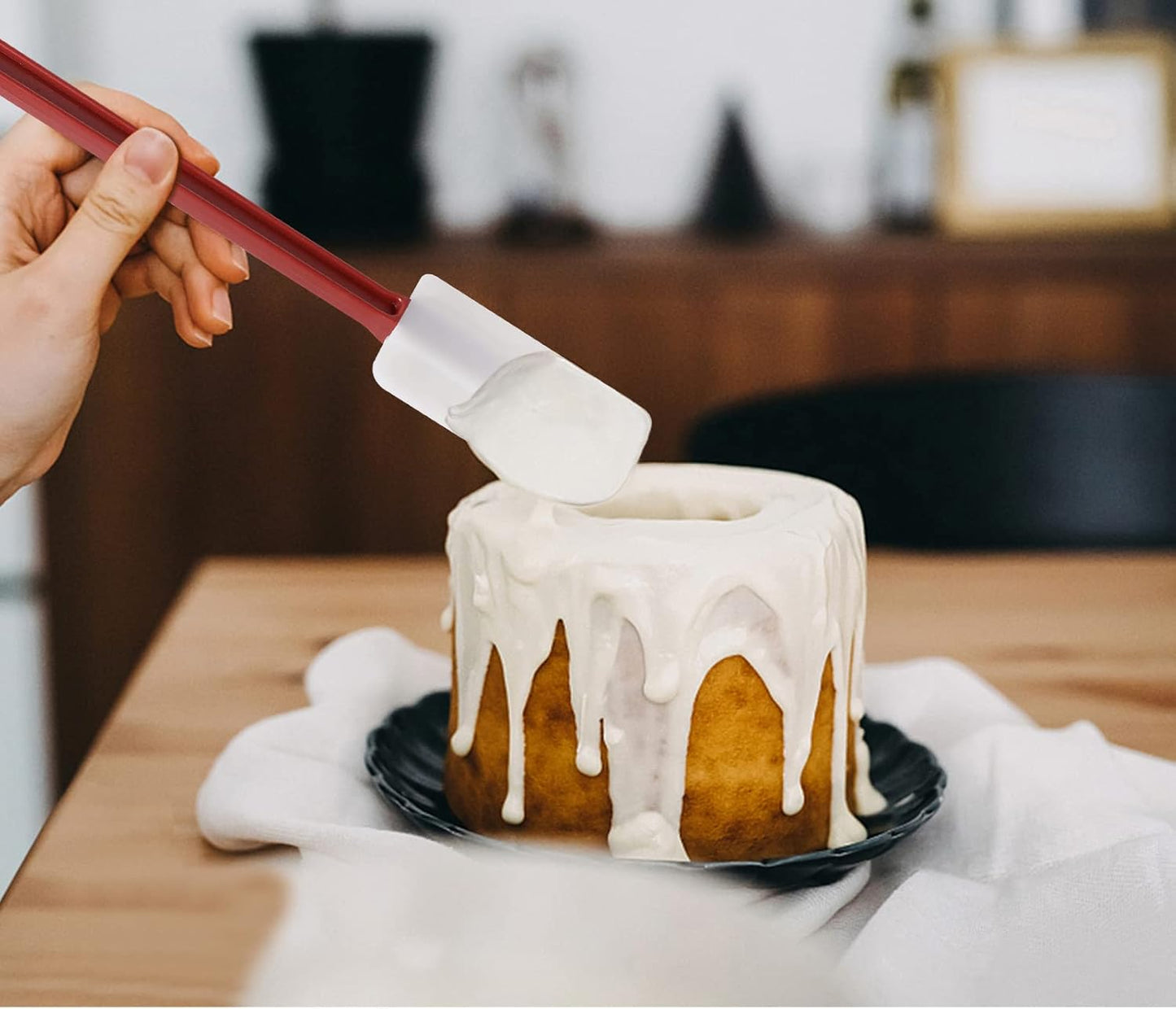 Silicone Rubber Spatula Set of 3, 14 Inch High Heat Commercial Spatula (3 Scrapers)