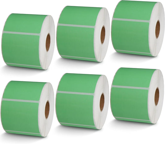 BETCKEY - 2.25" x 2" UPC Barcode & Address Labels Compatible with Zebra & Rollo Label Printer,Premium Adhesive & Perforated[Green, 6 Rolls, 4200 Labels]