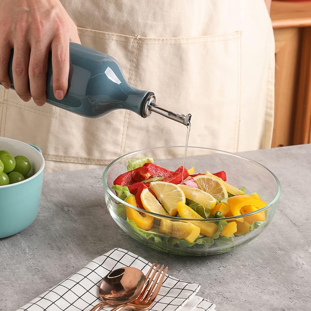 Sweejar Large Ceramic Olive Oil Dispenser Bottle, Opaque Oil Cruet Protects Oil to Reduce Oxidation, Suitable for Storage Oil, Vinegar, Soy Sauce & Other Liquids, Pack of 1, 24 Fl Oz (Red)