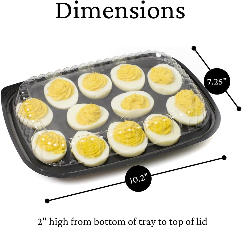 16 Pack - Disposable Deviled Egg Containers with Lid – Plastic Deviled Egg Trays – For 12 Egg Halves