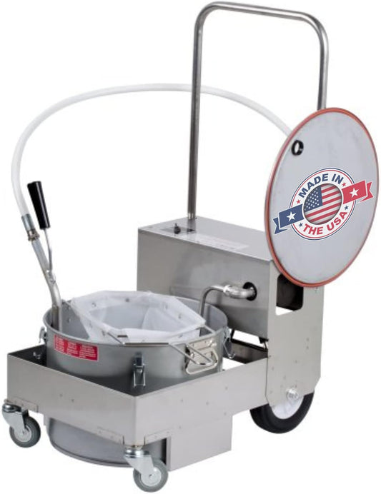 MirOil BD505 Electric Oil Filter Machine & Discard Trolley, Portable Oil Filter Machine for 55lb Fryer Grease, Filtration System for Deep Fryers for Food Trucks, Caterings, Restaurants & Food Services